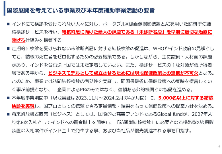 令和5年度「インドにおけるX線を用いた結核検診普及実証調査プロジェクト報告書」