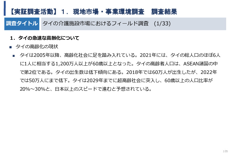 令和5年度「タイにおけるIoT及びポイントオブケアデバイス・遠隔医療プラットフォームを活用した高齢者向けソリューション提供に係る実証調査プロジェクト報告書」