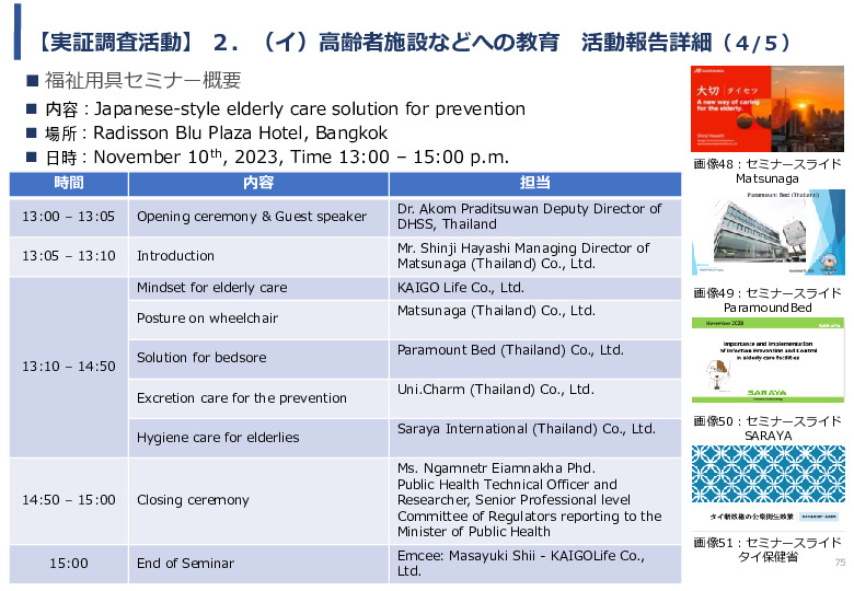 令和5年度「タイにおける在宅高齢者の生活環境改善のための福祉関連商品・サービス販売拡大実証調査事業報告書」