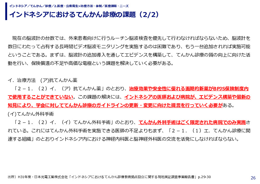 インドネシアにおけるてんかん診療の課題