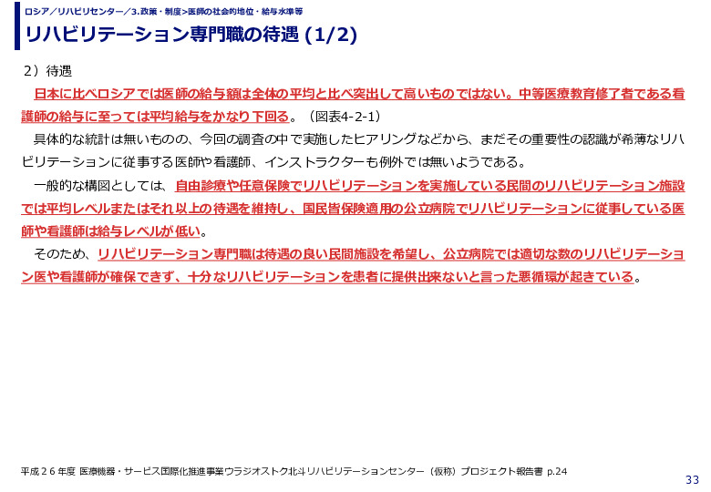 リハビリテーション専門職の待遇 