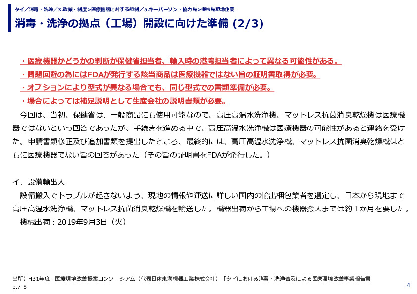 消毒・洗浄の拠点（工場）開設に向けた準備