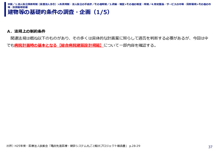 建物等の基礎的条件の調査・企画