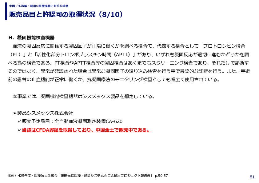 販売品目と許認可の取得状況