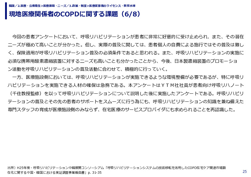 現地医療関係者のCOPDに関する課題