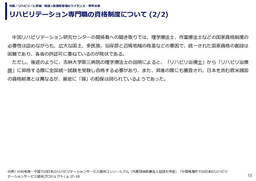 リハビリテーション専門職の資格制度について 