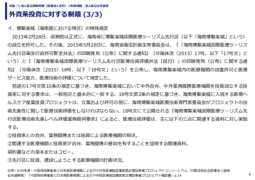 外資系投資に対する制限 