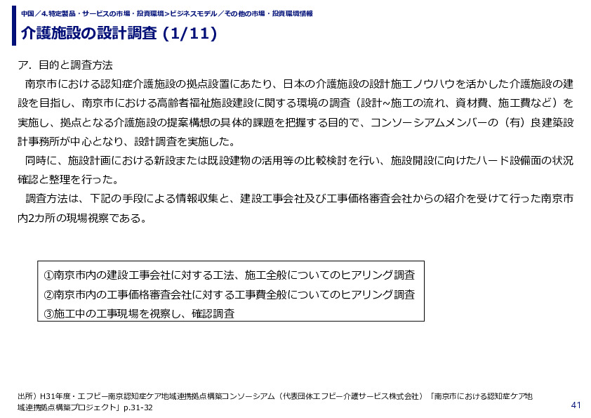 介護施設の設計調査 
