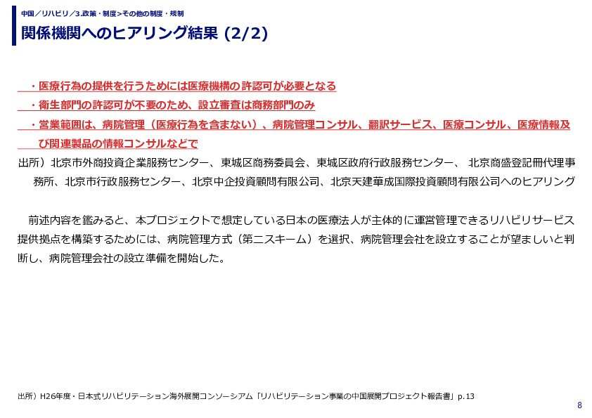 関係機関へのヒアリング結果 (1/2)