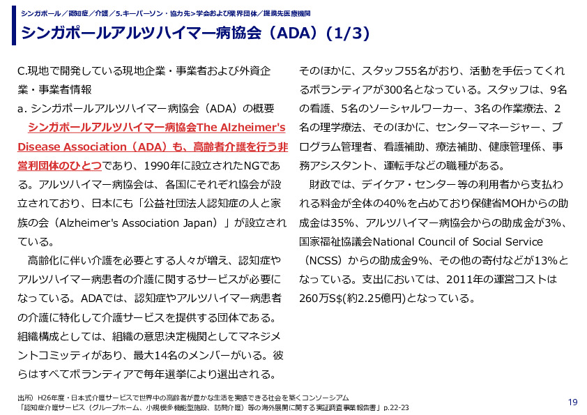 シンガポールアルツハイマー病協会（ADA）