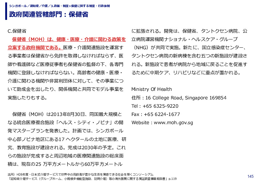 政府関連管轄部門：保健省