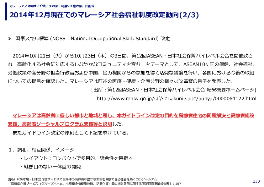 2014年12月現在でのマレーシア社会福祉制度改定動向