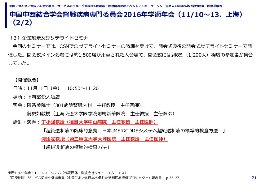 中国中西結合学会腎臓疾病専門委員会2016年学術年会（11/10～13、上海）（1/2）