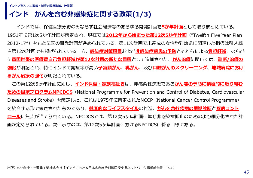 インド　がんを含む非感染症に関する政策(1/3)