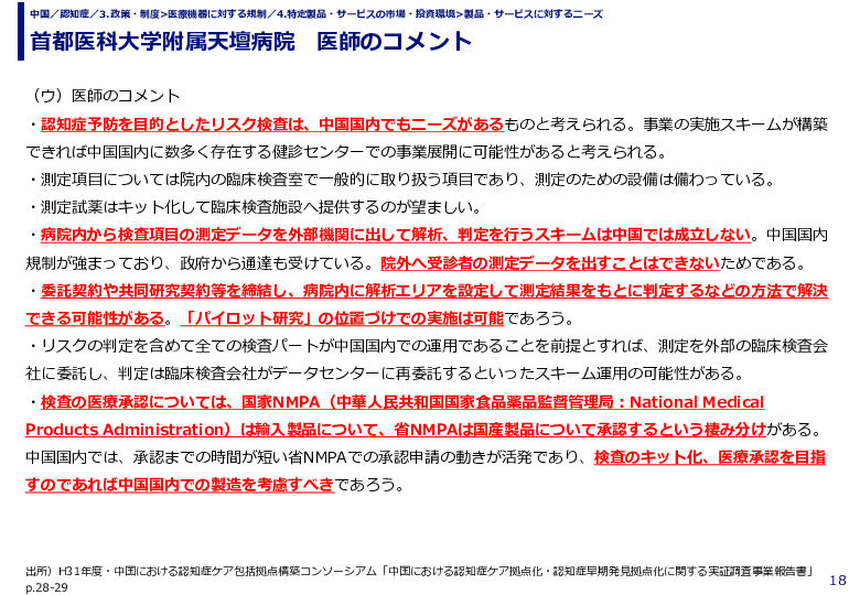 首都医科大学附属天壇病院　医師のコメント