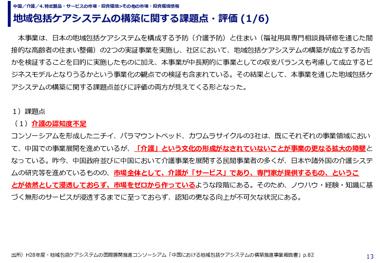 地域包括ケアシステムの構築に関する課題点・評価