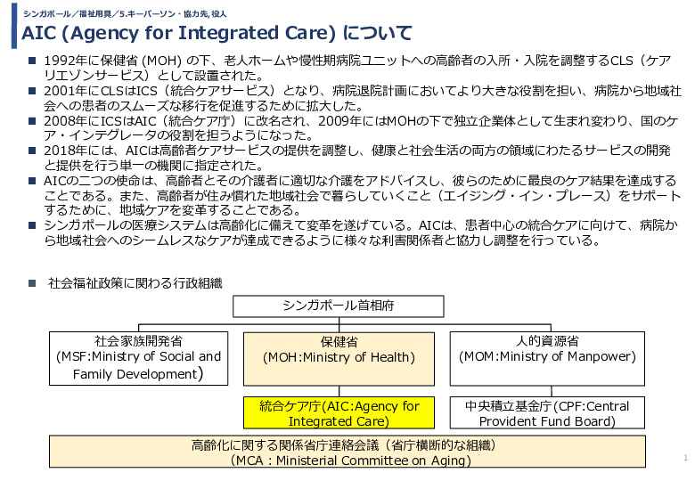 AIC (Agency for Integrated Care) について