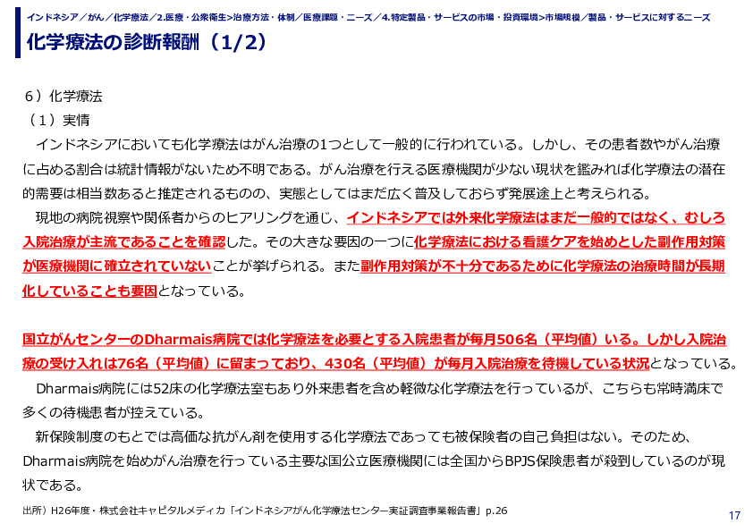 化学療法の診断報酬