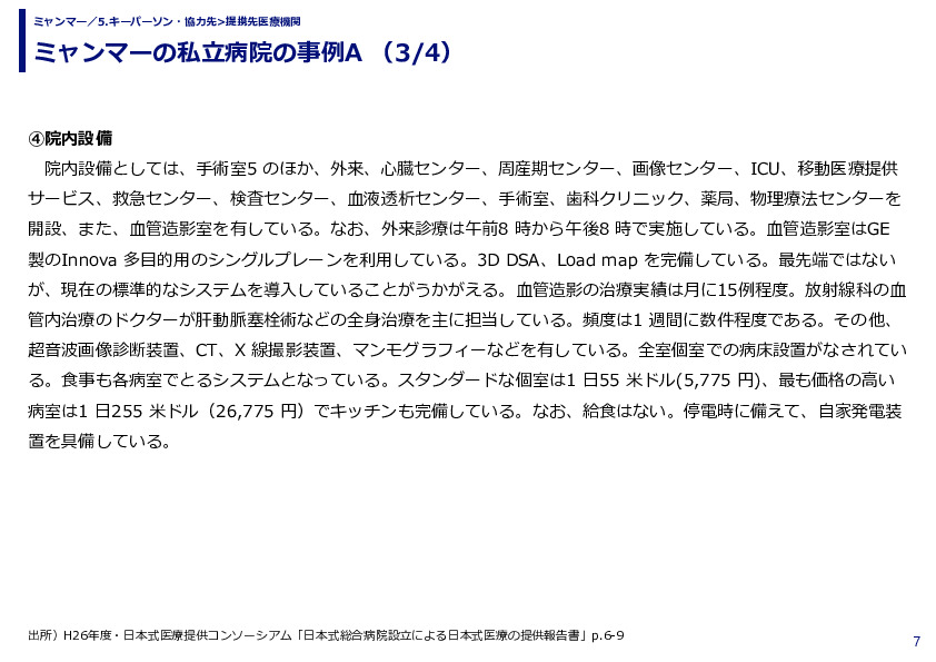 ミャンマーの私立病院の事例A