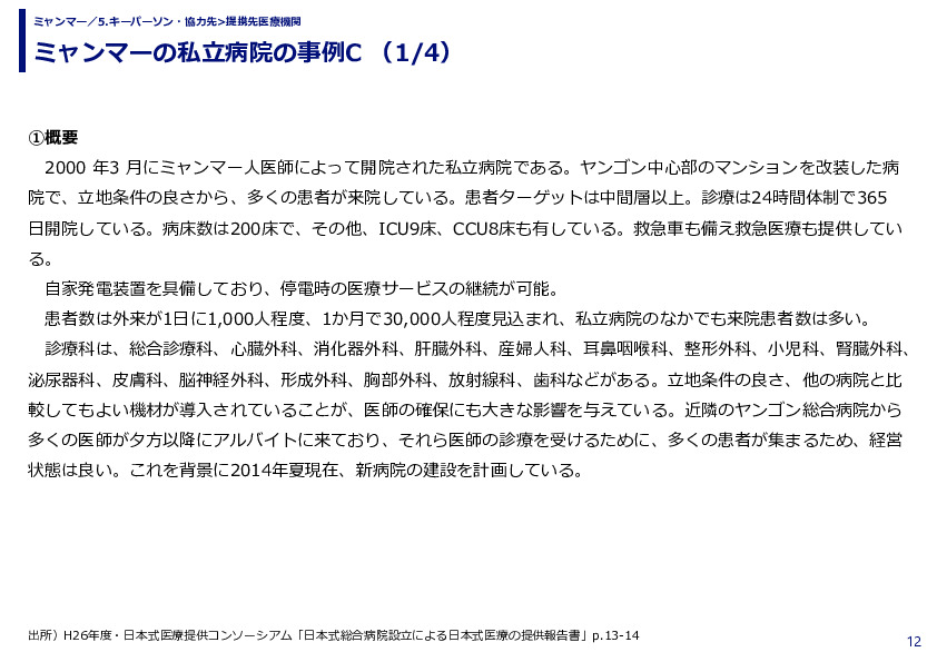 ミャンマーの私立病院の事例C 