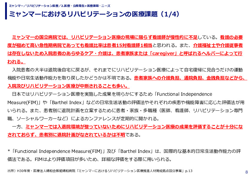 ミャンマーにおけるリハビリテーションの医療課題