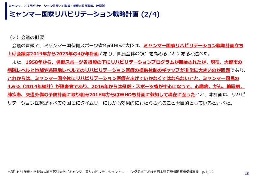 ミャンマー国家リハビリテーション戦略計画