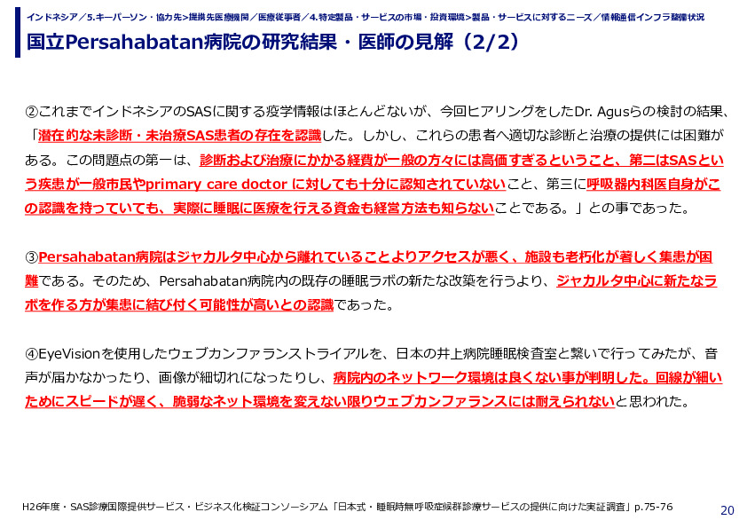 国立Persahabatan病院の研究結果・医師の見解