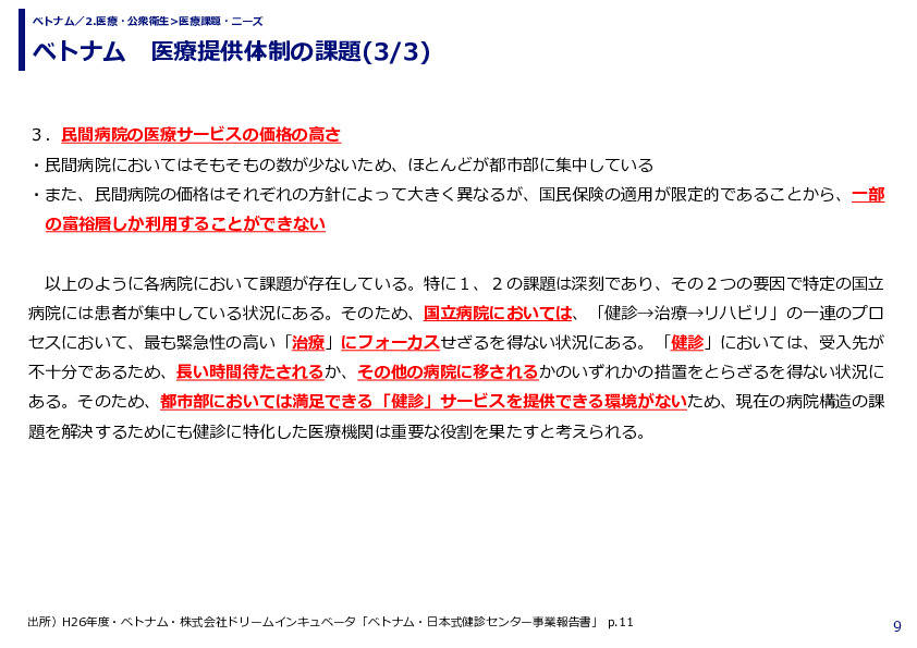 ベトナム　医療提供体制の課題
