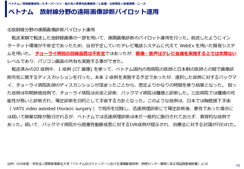 ベトナム 放射線分野の遠隔画像診断パイロット運用
