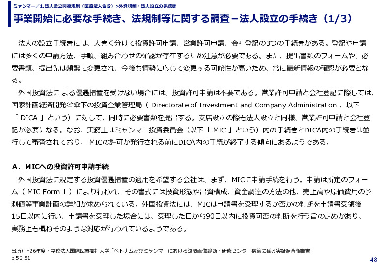 事業開始に必要な手続き、法規制等に関する調査－法人設立の手続き