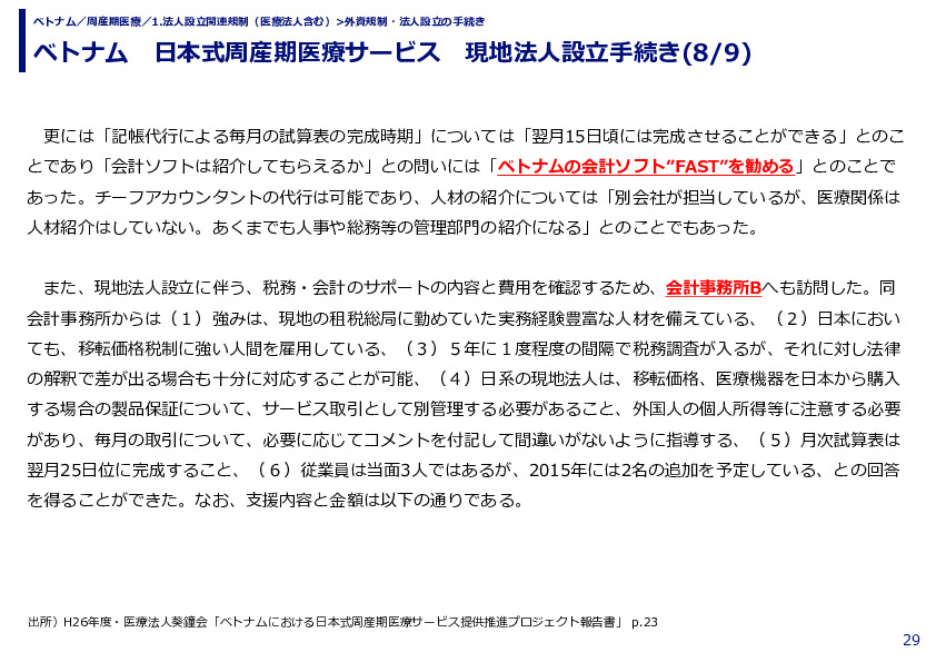 ベトナム　日本式周産期医療サービス　現地法人設立手続き