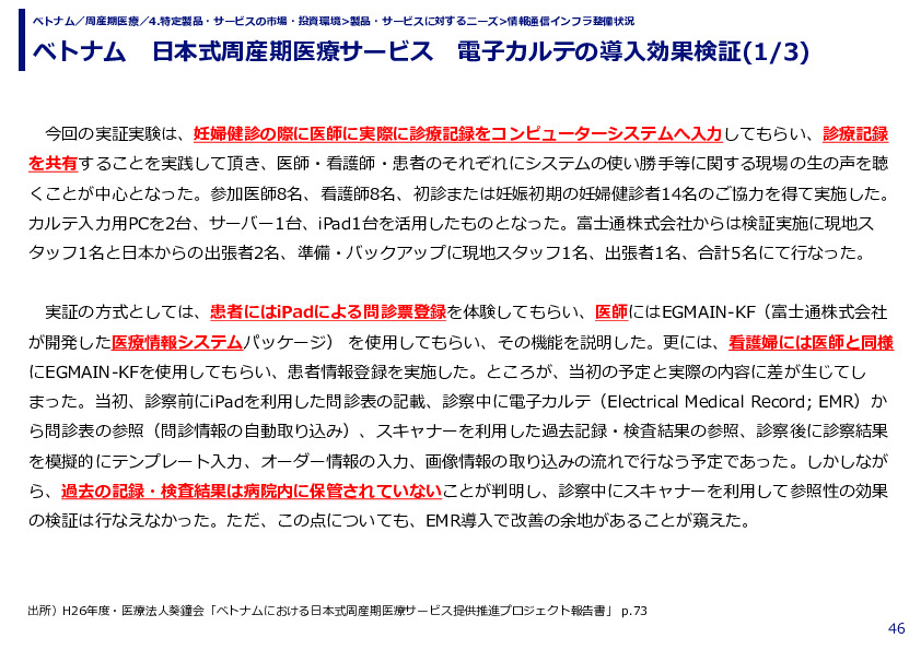 ベトナム　日本式周産期医療サービス　電子カルテの導入効果検証