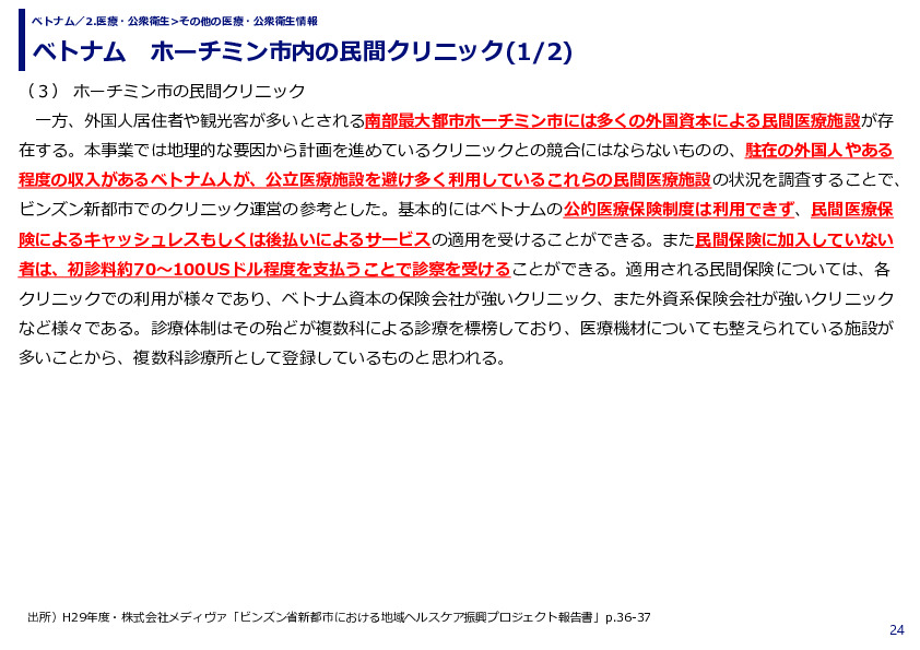 ベトナム　ホーチミン市内の民間クリニック
