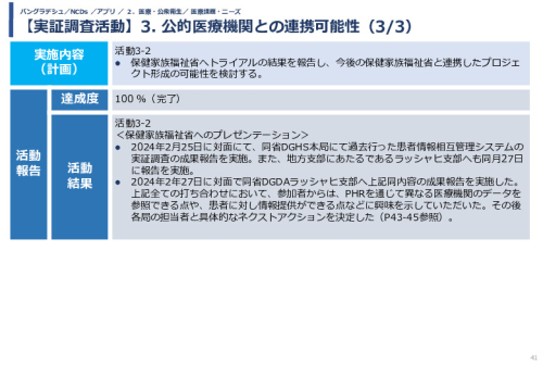 令和5年度「バングラデシュにおける持続的なNCDs重症化予防に向けたPHR及び在庫管理システム実証調査プロジェクト報告書」