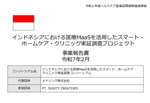 令和６年度「インドネシアにおける医療MaaSを活用したスマート・ホームケア・クリニック実証調査プロジェクト」事業報告書