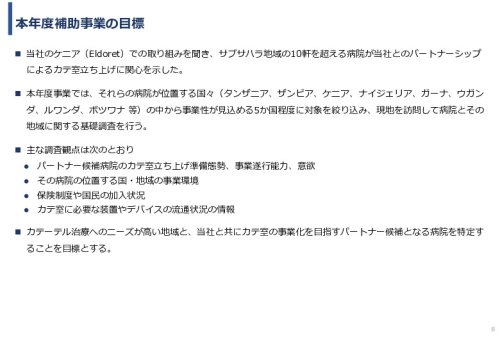 令和６年度「アフリカの開発途上地域における カテーテル治療施設の立ち上げと運営」事業報告書