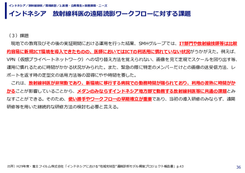 インドネシア　放射線科医の遠隔読影ワークフローに対する課題