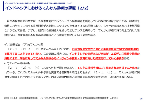 インドネシアにおけるてんかん診療の課題