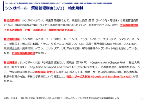シンガポール　貿易管理制度