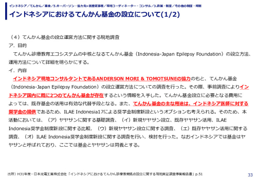 インドネシアにおけるてんかん基金の設立について