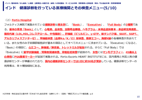 インド　健康診断を行っている医療機関とその検査メニュー