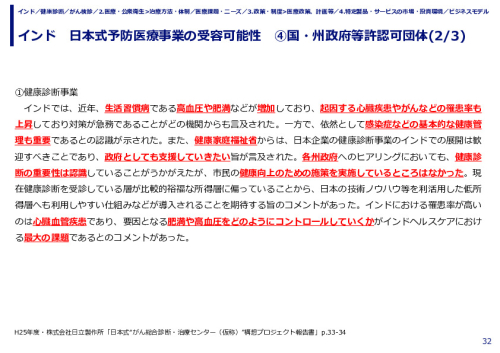インド　日本式予防医療事業の受容可能性　④国・州政府等許認可団体