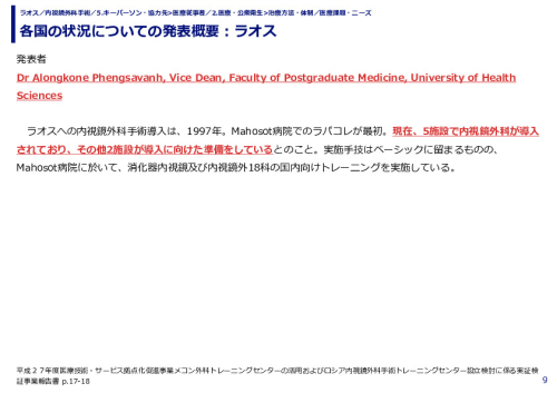 各国の状況についての発表概要：ラオス