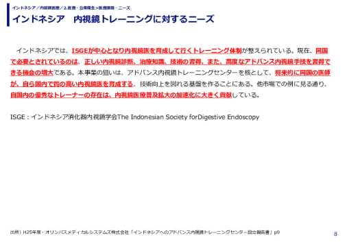 インドネシア　内視鏡トレーニングに対するニーズ