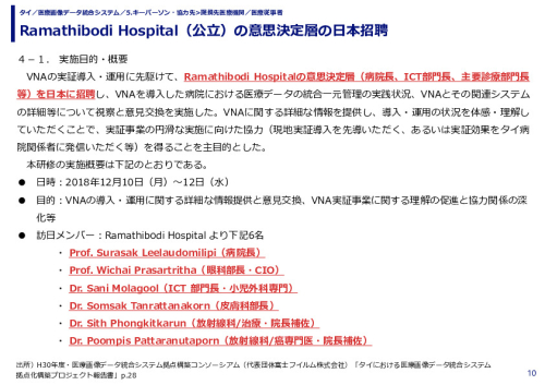 Ramathibodi Hospital（公立）の意思決定層の日本招聘