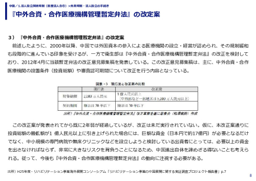 『中外合資・合作医療機構管理暫定弁法』の改定案