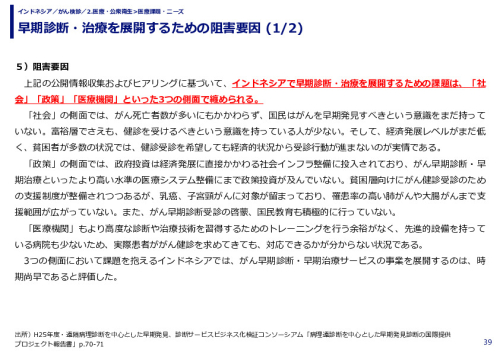 早期診断・治療を展開するための阻害要因