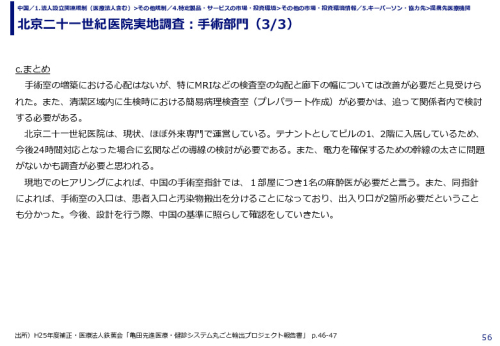 北京二十一世紀医院実地調査：手術部門