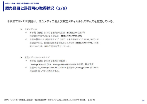 販売品目と許認可の取得状況