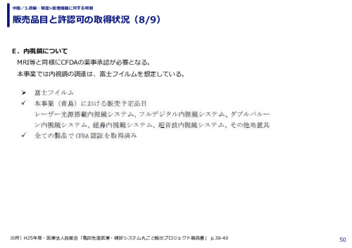 販売品目と許認可の取得状況